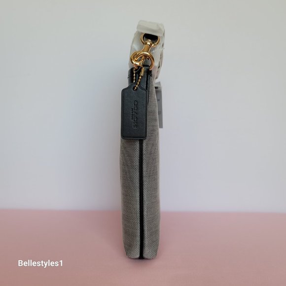 COACH Kitt Badge Jacquard & Smooth Leather Crossbody- Salt Black ⭐ - Picture 10 of 16